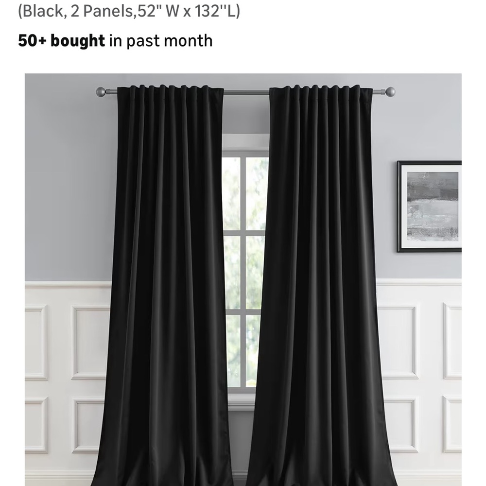 Dualife Classic Black Curtain Panels - brand new